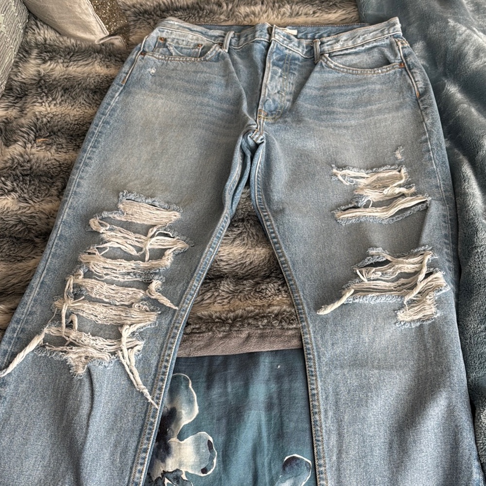 GRLFRIEND distressed Light Blue Denim Jeans